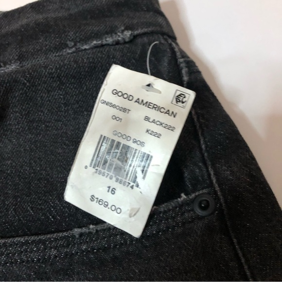 NWT Good American black slight distressed denim size 16 - Picture 6 of 14